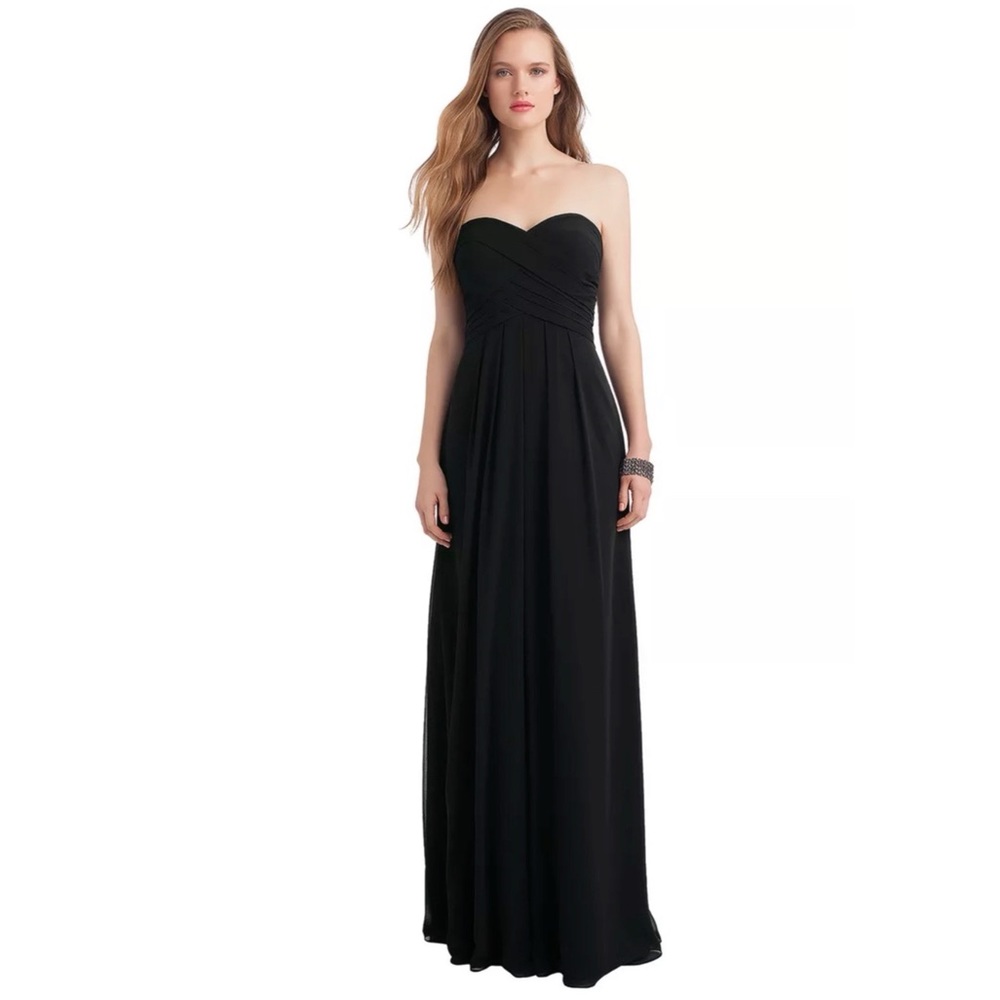 Bill Levkoff Black Chiffon Sweetheart Floor Length Gown in Black Size 12